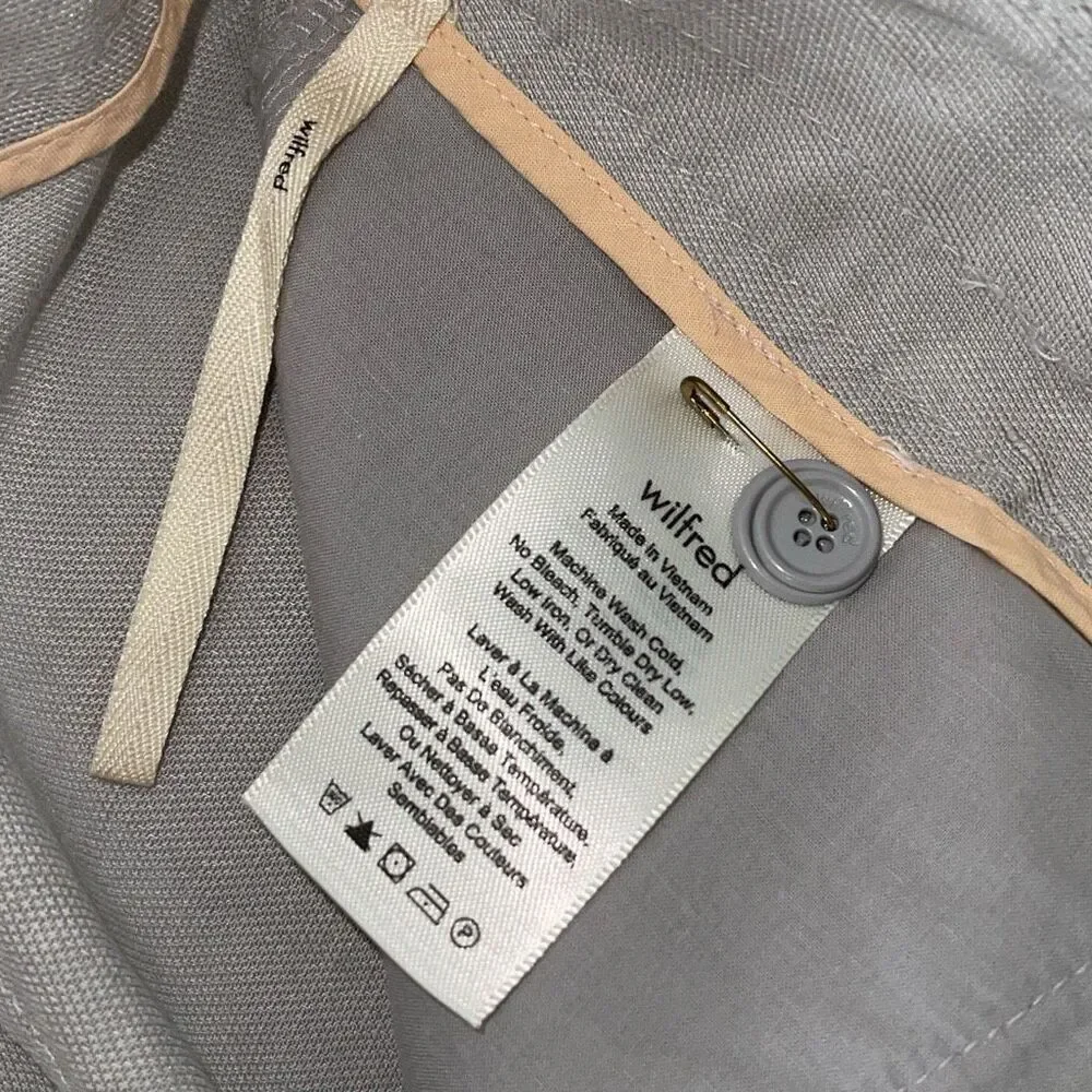 Wilfred Womens Allant Linen Blend‎ Tie Waist Crop Pants Light Gray Size 2